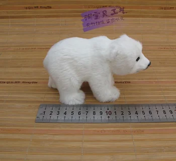 mini simulação urso polar brinquedo de resina e peles pequeno bonito branco urso polar boneca de presente sobre 16x6x9cm 0987