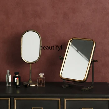CXH Metal Espelho de Maquilhagem Luz de Luxo do ambiente de Trabalho de Alta Definição Vaidade Espelho Espelho Decorativo Estilo Industrial Tabela do Espelho