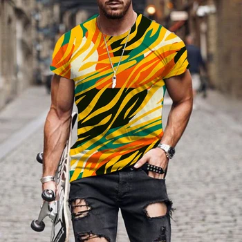 Moda verão Natureza Paisagem Gráfico T-Shirt dos Homens/Mulheres Camisa 3D Impresso Colorido Listrado Casual T-Shirt