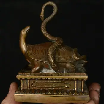 Recolher A China Da Dinastia Palácio De Bronze Fengshui Animal Tartaruga Tartaruga Snake Xuanwu Estátua De Decoração De Casa De Decoração De Quartos De Acessórios Para O Lar