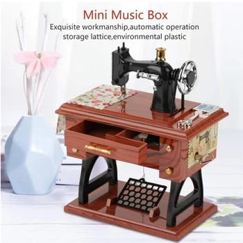 Vintage Music Box Mini Máquina De Costura Mecânica Estilo Retro De Aniversário, Presentes De Natal Tabela De Decoração De Casa, Decoração, Enfeites