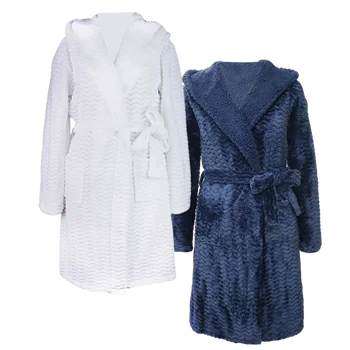 Mulheres Coral Do Fleece Roupão De Inverno Quente Plush Com Capuz Camisola Cor Pura Pijama Loungewear Mulheres Homewear Sleepwear