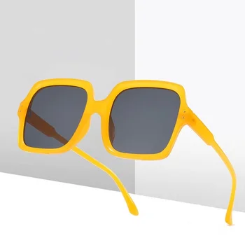 2021 Nova Moda de LARANJA Quadrado Preto, Óculos de sol das Mulheres da Marca do Designer Vintage de grandes dimensões Rebite de Óculos de Sol dos Homens de Plástico Grande Tons