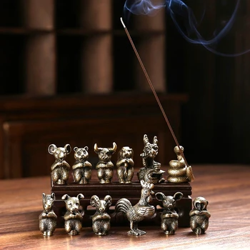 1 peça taco de Metal Incenso Titular Gravador de Mini Incensário de Animal do Zodíaco Chinês Joss-Vara Stand para a Casa de fragrância Decoração Acessórios