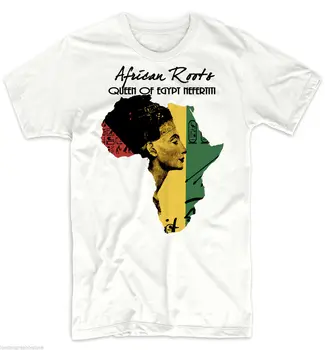2019 Moda Casual T-shirt homem África do T-Shirt, África do Mapa, da História dos Negros, Rastafari, Reggae Algodão NEFERTITI