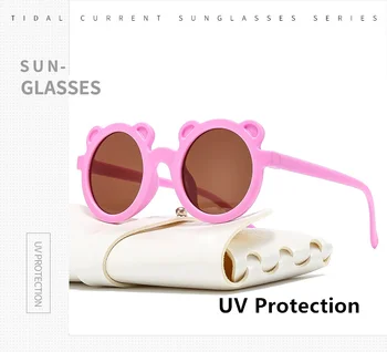 roxo bonito da rodada crianças óculos de sol com Protecção UV meninas meninos crianças do bebê criança de óculos de sol Matte Mocha oculos de sol infantil