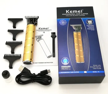KM T9 Kemei T9 T-Outliner Barbearia Eléctrica sem fio Aparador de Pêlos Homens 0Baldheaded Cabelo Clipper Máquina de Corte