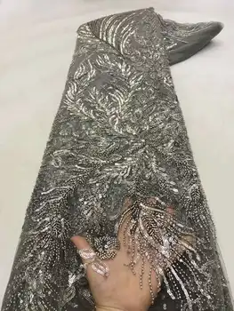 Gary Luxo Sequência Africana Tecido de Renda 2022 Alta Qualidade Laço de Tule Bordado Com Miçangas Nigeriano Para Vestido de Festa XZ-0075
