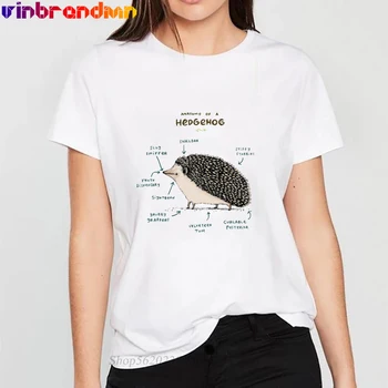 Quente-venda Anatomia de um Ouriço T-shirt das Mulheres Engraçado Ouriço estilo maiden Tops da moda senhoras T-shirt Anatomista Presente Tshirt