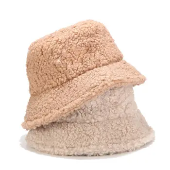 Pescador chapéu de Inverno fresco chapéu de moda de Pelúcia cor sólida mulheres bacia cap pequeno