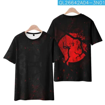 Lua Vermelha Impresso Em Preto De Manga Curta, Gola Redonda Casual T-Shirt Homens Mulheres Da Moda Streetwear Versátil Hip Hop Top Tees