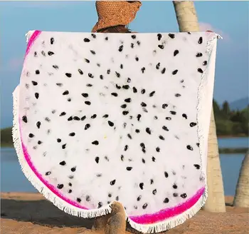 Novo Eurpe & estilo Americano, toalha de praia rodada criativa dos desenhos animados de frutas animal print protetor solar toalha de praia xale toalha de banho FG1222