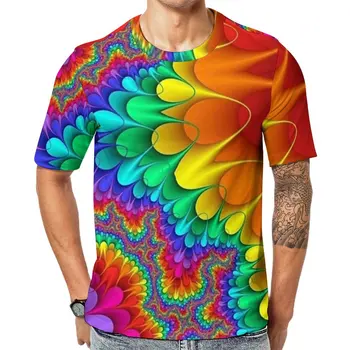 Arco-íris Inicial T-Shirt Psicodélico Imprimir a Tendência de T-Shirts Homens de Rua Estilo T-Shirt de Verão de Manga Curta Tops Plus Size 5XL 6XL