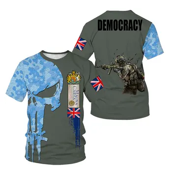 Homenagem à Rainha da Inglaterra e o Rei João da Carta Magna 3D Print T-shirts Homens Roupas Oversized T-shirt Veteranos Camiseta Casual