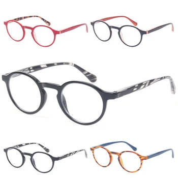 Henotin Óculos de Leitura na Moda Oval Quadro Decorativo Óculos de Mola Dobradiça HD, Leitor de Homens, Mulheres de Óculos de 0~600