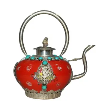 Início Coleção Prata Vermelho porcelana embutidos gem pote enfeites de vinho pote de chá de panela de enfeites para a decoração home