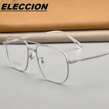 ELECCION B Titânio Aro de Vintage Olho Armações de Óculos para os Homens Ultra Leve Feixe Duplo Design Miopia Óptico de Óculos de Armação de Mulheres