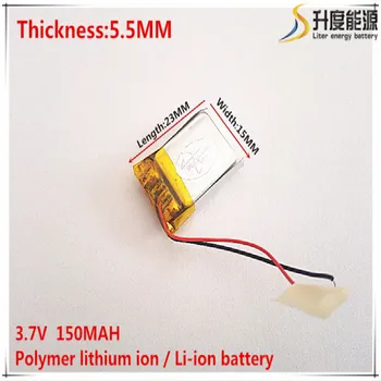 3,7 V 150mAh 551523 de Polímero de Lítio Li-Po li Bateria Recarregável de íon de células Para Mp3 MP4 MP5 móvel de GPS bluetooth