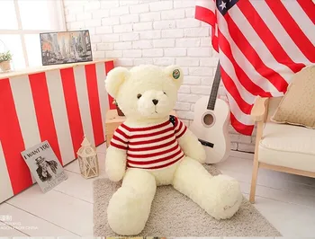 grande linda pelúcia faixa suéter de urso do teddy do brinquedo bandeira dos EUA camisola branca urso boneca de presente de boneca de cerca de 100 cm 0134