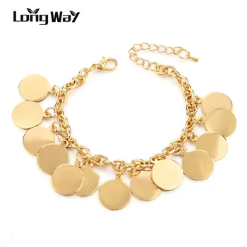 LongWay Cor de Ouro Chain e Bracelete & Pulseira Amante bracelete Para as Mulheres, Casal, Casamento & Noivado Jóias SBR160323