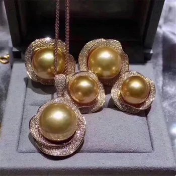 DIY pérola conjunto de acessórios de prata 925 K ouro, pingente, brincos, anel de pérola artesanal acessórios vazio mulheres
