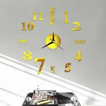 Relógio de parede Autocolante Decorativo Silêncio Relógio de Parede Com Filme de Proteção de Acrílico Auto-adesiva 3D DIY Relógio de Parede Decoração Home