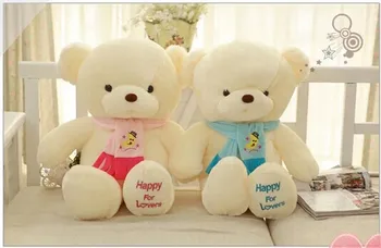 um par de lindo azul e cor-de-rosa scraf ursinho de pelúcia, brinquedos do urso de brinquedo urso bonito brinquedos de presente bonecas de cerca de 30cm 0136