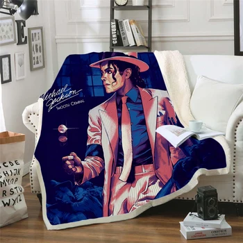 Michael Jackson impressos em 3d cobertor de lã para Camas de Caminhada Piquenique Grossa Colcha de Moda Colcha Sherpa Jogar Cobertor estilo-6