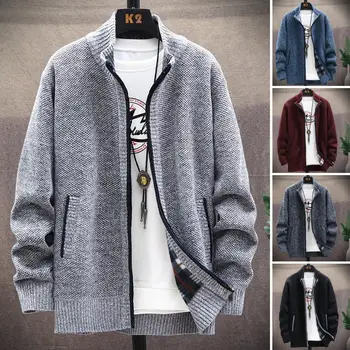2022 Grau Superior de Nova Outono Inverno Camisola de Moda Malha Homens Zíper Suéter Preto coreano Casual Coats Jaqueta de Mens Vestuário de S-3XL