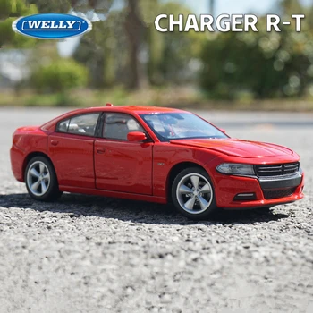 WELLY 1:24 2016 DODGE CHARGER R/T de Liga de Modelo de Carro Diecasts de Brinquedos de Metal do Carro de Esportes do Modelo de Simulação de Alta Coleção Infantil de Presente
