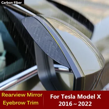 Tesla Model X 2016 2017 2018 2019 2020 2021 2022 Carro De Fibra De Carbono Lado Do Espelho Retrovisor, Viseira Capa Vara Guarnição Escudo Da Sobrancelha