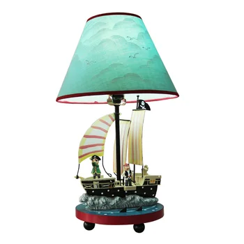 Navio pirata lâmpada da tabela do Mediterrâneo menino quarto lâmpada de cabeceira do quarto de crianças criativas dos desenhos animados encantadores menino lâmpada decorativa