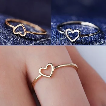 Simples ocos amor pêssego anel coração Europeia e Americana de jóias de cobre banhado a prata anel