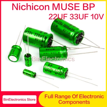 10Pcs 10V33UF Nichicon MUSA BP ES Apolar Bipolar Aparelhagem hi-fi Áudio Capacitor 22uf 33uf 10V Cobre pés Verde capacitor Eletrolítico