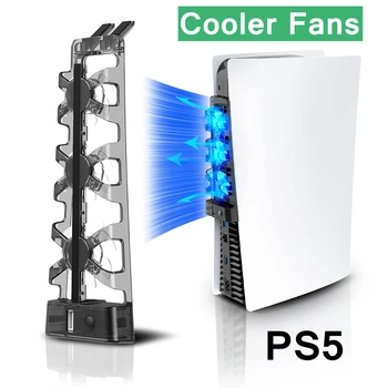 Para PS5 Console Ventilador de Refrigeração com Luz de LED Stand Cooler Com 3 Ventiladores do Sistema de Estação para a Sony Playstation 5 Controlador de Jogo com Acessórios