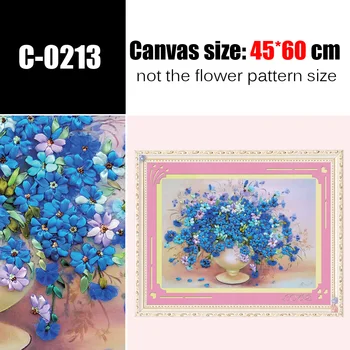 3d de Bordado de Fita diy Pintura Decorativa Flores Azuis Kits de Costura Artesanal de Acessórios para a Casa Padrão de Moda da Decoração da Parede