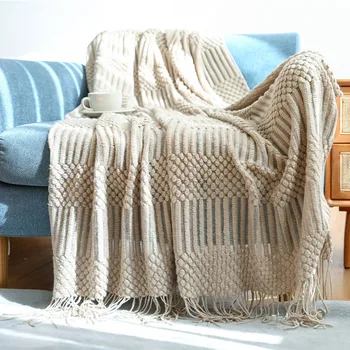 Nordic Malha Cobertor Ponto De Manta De Sofá Jogar Cobertor Office Piquenique De Verão, Colchas Para Cama Decorativos Inverno Thread Cobertores