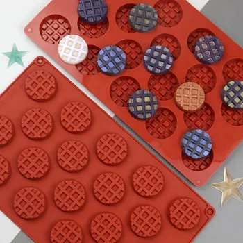 18 Cavidade de Silicone Waffle Molde Utensílios de cozinha Bakeware Redondo de Biscoito de Chocolate, Bolo de Moldes de Cozinha DIY Decoração de Ferramentas de Cozimento