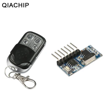 QIACHIP 433 Mhz RF Remoto Controles e Transmissor de RF 433mhz Relé Receptor passa Módulo sem Fio 4 canais de Saída de Aprendizagem Botão