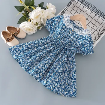 2021 Crianças Meninas roupas de verão floral de manga curta, vestidos para bebê meninas de roupas de bebê para crianças roupa vestidos vestido