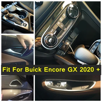 Interior do Console de Mudança de marcha no Painel / Elevador de Vidro / Porta Tigela com Tampa de Guarnição de Aço Inoxidável Acessórios do Carro Para o Buick Encore GX 2020 2021