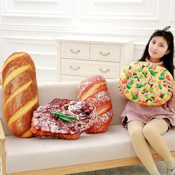 [ Engraçado ] 80cm Macio Pão Recheado Bife de pizza Brinquedo Exclusivo Emulational alimentos Forma de Almofadas de Pelúcia carro sofá Nap Travesseiro Almofada de brinquedos