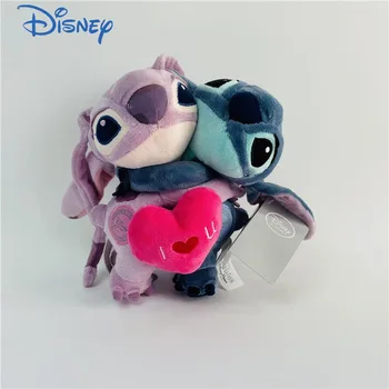 20cm Disney Lilo E Stitch Brinquedos de Pelúcia Segurando o Amor do Ponto Anjo de Pelúcia Macia Boneca Para Casal Namorada Presentes Crianças