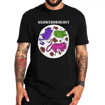 Microbiologia Gato Biologia Engraçado Tshirt Meowcrobiology Amantes do Gato Essenciais T-Shirt 100% Algodão Tamanho do europeu Novidade Camisetas