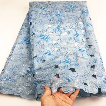 Africana tecido de organza de 2022 duplo organza com laço de tecido de Lantejoulas Suíço voile de casamento do laço Africano Vestido de tecido CHYO1 (3)